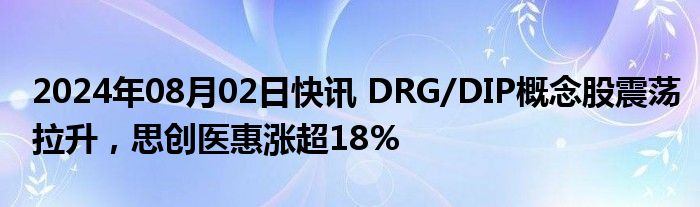 2024年08月02日快讯 DRG/DIP概念股震荡拉升，思创医惠涨超18%