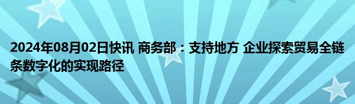 2024年08月02日快讯 商务部：支持地方 企业探索贸易全链条数字化的实现路径