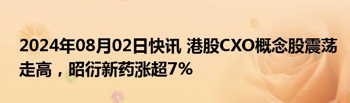 2024年08月02日快讯 港股CXO概念股震荡走高，昭衍新药涨超7%