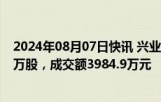 2024年08月07日快讯 兴业银锡今日大宗交易折价成交370万股，成交额3984.9万元