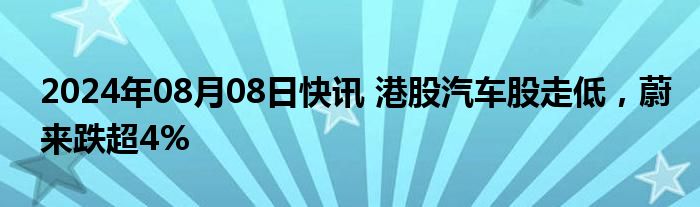 2024年08月08日快讯 港股汽车股走低，蔚来跌超4%