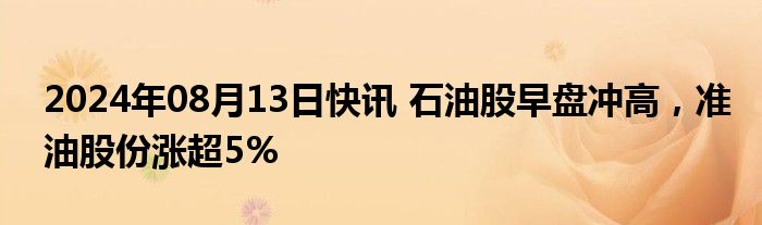 2024年08月13日快讯 石油股早盘冲高，准油股份涨超5%