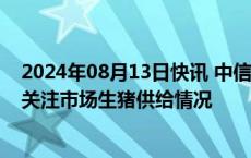 2024年08月13日快讯 中信建投：猪价上行助推猪企增收，关注市场生猪供给情况