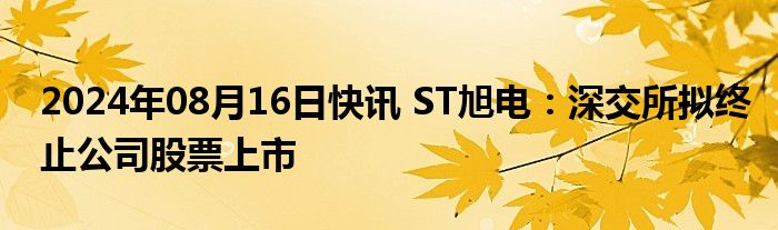 2024年08月16日快讯 ST旭电：深交所拟终止公司股票上市