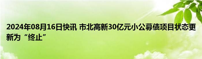 2024年08月16日快讯 市北高新30亿元小公募债项目状态更新为“终止”