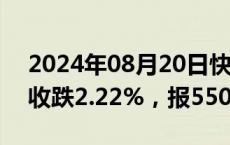 2024年08月20日快讯 上期所原油期货夜盘收跌2.22%，报550元/桶