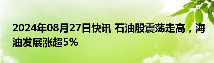 2024年08月27日快讯 石油股震荡走高，海油发展涨超5%