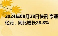 2024年08月28日快讯 亨通光电：上半年归母净利润16.09亿元，同比增长28.8%