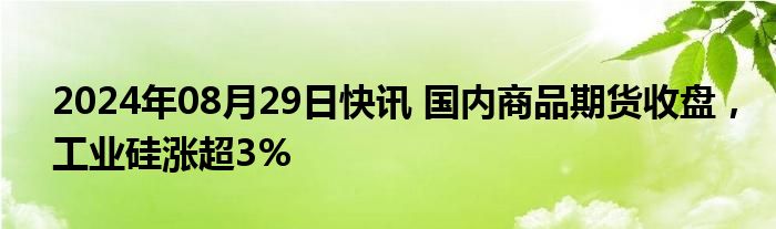 2024年08月29日快讯 国内商品期货收盘，工业硅涨超3%