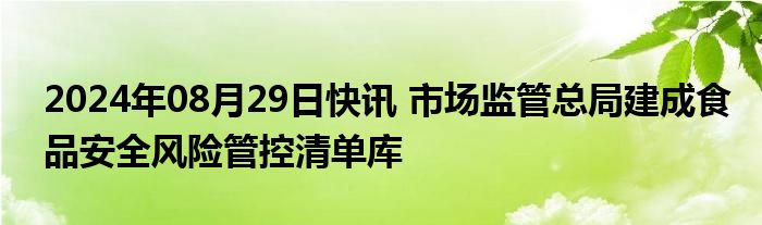 2024年08月29日快讯 市场监管总局建成食品安全风险管控清单库