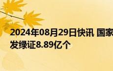 2024年08月29日快讯 国家能源局：截至7月底全国累计核发绿证8.89亿个