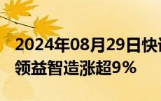 2024年08月29日快讯 苹果概念股持续走高，领益智造涨超9%