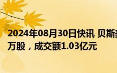 2024年08月30日快讯 贝斯美今日大宗交易折价成交1083.3万股，成交额1.03亿元