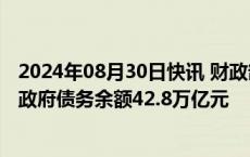 2024年08月30日快讯 财政部：截至2024年7月末全国地方政府债务余额42.8万亿元