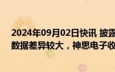 2024年09月02日快讯 披露2023年度预计净利润与经审计数据差异较大，神思电子收深交所监管函