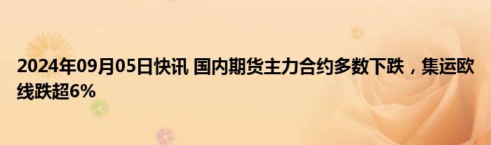 2024年09月05日快讯 国内期货主力合约多数下跌，集运欧线跌超6%