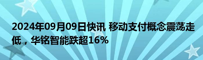 2024年09月09日快讯 移动支付概念震荡走低，华铭智能跌超16%