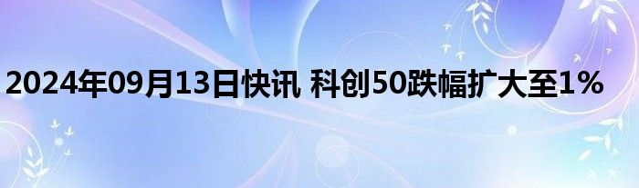 2024年09月13日快讯 科创50跌幅扩大至1%