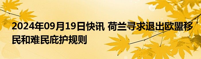 2024年09月19日快讯 荷兰寻求退出欧盟移民和难民庇护规则