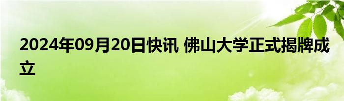 2024年09月20日快讯 佛山大学正式揭牌成立