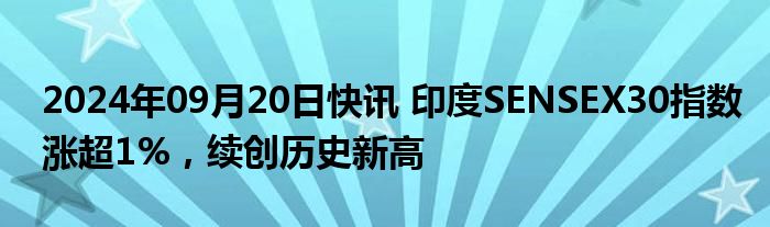 2024年09月20日快讯 印度SENSEX30指数涨超1%，续创历史新高