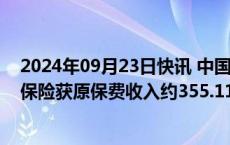 2024年09月23日快讯 中国再保险：前8月子公司大地财产保险获原保费收入约355.11亿元