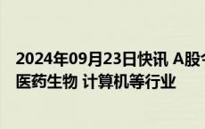 2024年09月23日快讯 A股今日60只个股涨停，主要集中在医药生物 计算机等行业