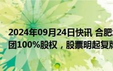 2024年09月24日快讯 合肥城建：筹划发行股份购买交易集团100%股权，股票明起复牌