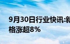 9月30日行业快讯:新加坡铁矿石指数期货价格涨超8%