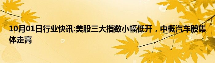 10月01日行业快讯:美股三大指数小幅低开，中概汽车股集体走高