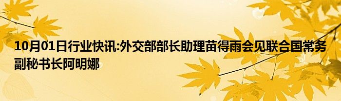 10月01日行业快讯:外交部部长助理苗得雨会见联合国常务副秘书长阿明娜