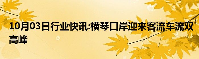 10月03日行业快讯:横琴口岸迎来客流车流双高峰