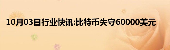 10月03日行业快讯:比特币失守60000美元