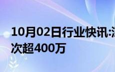 10月02日行业快讯:深圳机场口岸今年通关人次超400万