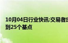 10月04日行业快讯:交易者定价反映11月美联储降息幅度不到25个基点