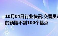 10月04日行业快讯:交易员对美联储未来四次会议降息幅度的预期不到100个基点