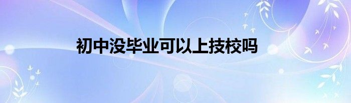 初中没毕业可以上技校吗