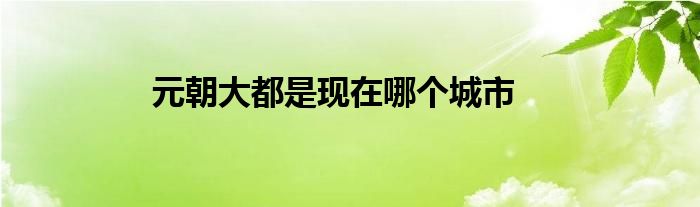 元朝大都是现在哪个城市