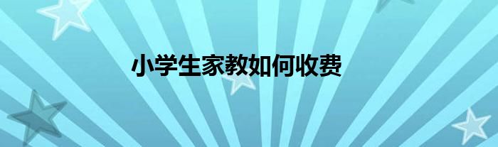 小学生家教如何收费