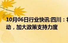 10月06日行业快讯:四川：将持续开展更多支持住房消费活动，加大政策支持力度