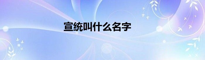 宣统叫什么名字