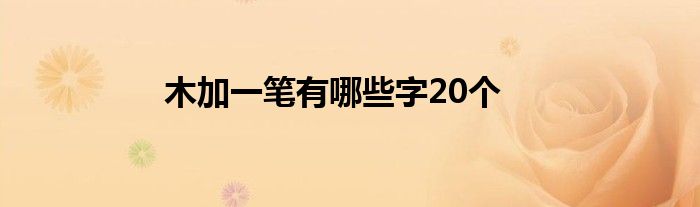 木加一笔有哪些字20个