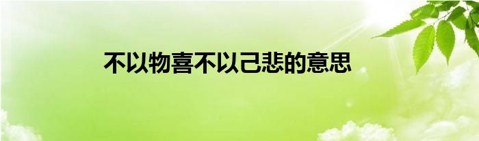 不以物喜不以己悲的意思