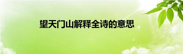 望天门山解释全诗的意思