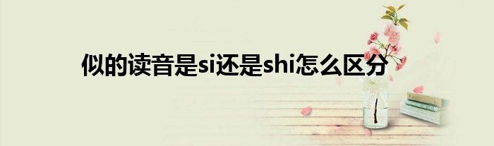 似的读音是si还是shi怎么区分