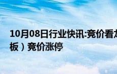 10月08日行业快讯:竞价看龙头：市场焦点股双成药业（12板）竞价涨停