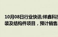 10月08日行业快讯:祥鑫科技：中标风冷 液冷超级充电桩总装及结构件项目，预计销售总额34亿元