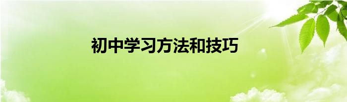 初中学习方法和技巧