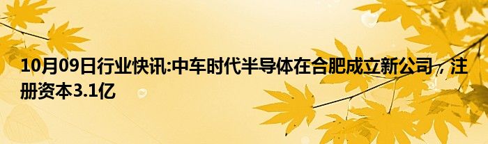 10月09日行业快讯:中车时代半导体在合肥成立新公司，注册资本3.1亿