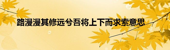 路漫漫其修远兮吾将上下而求索意思